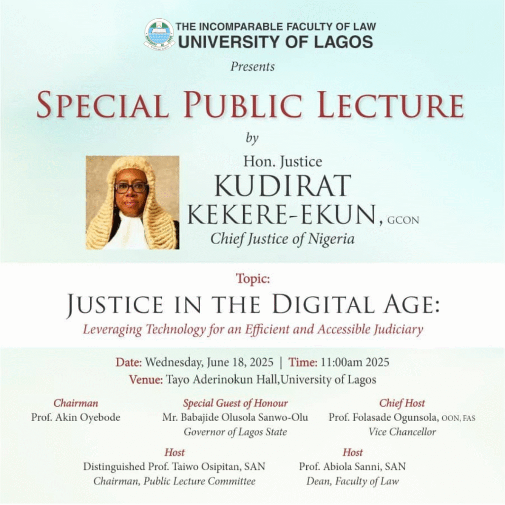 UNILAG Faculty of Law Holds Special Public Lecture, June 18