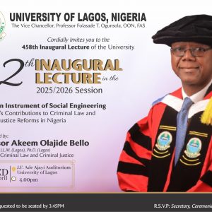 Professor Bello Delivers 12th Inaugural Lecture, April 22